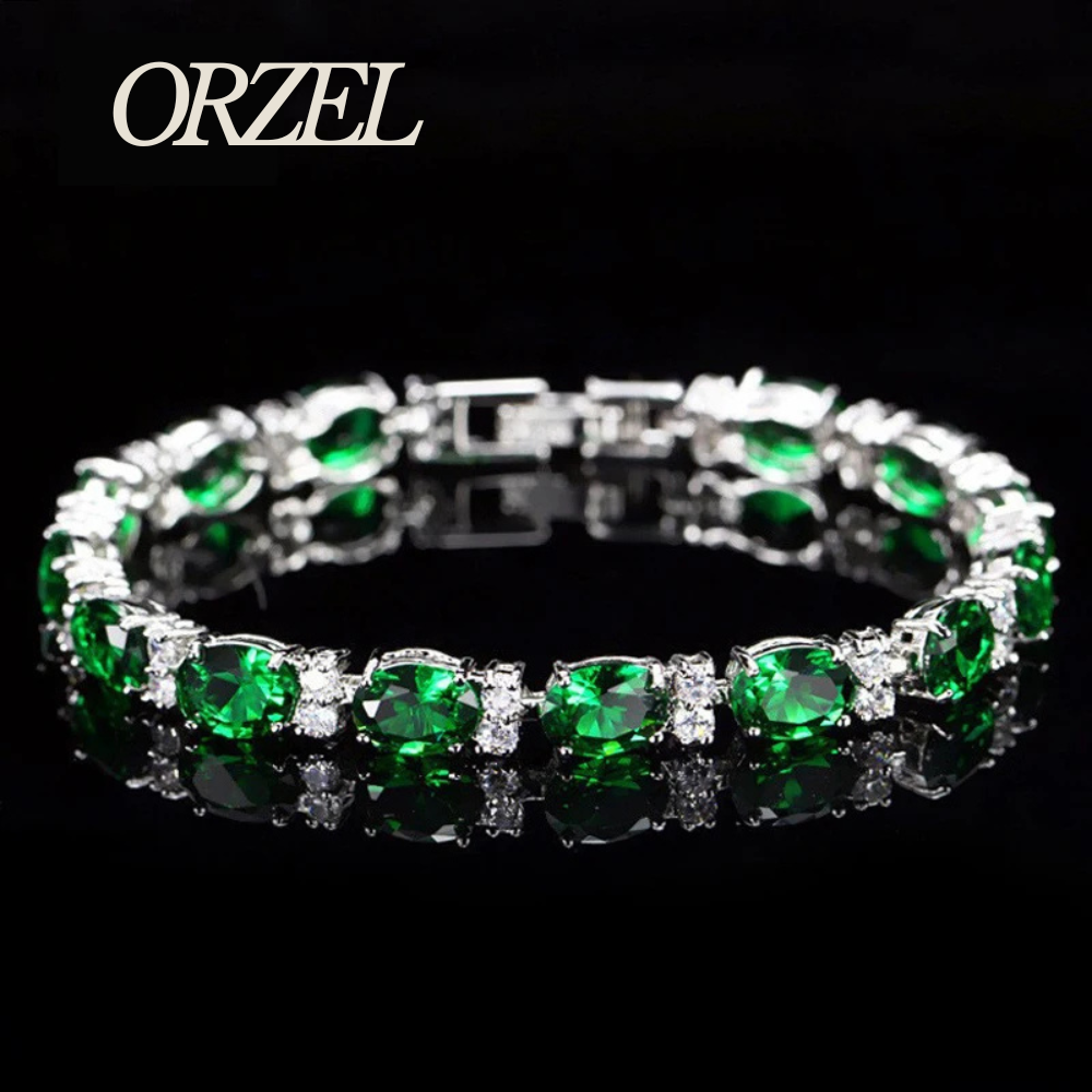 Bracelet porte-bonheur en argent 925 avec topaze colorée.