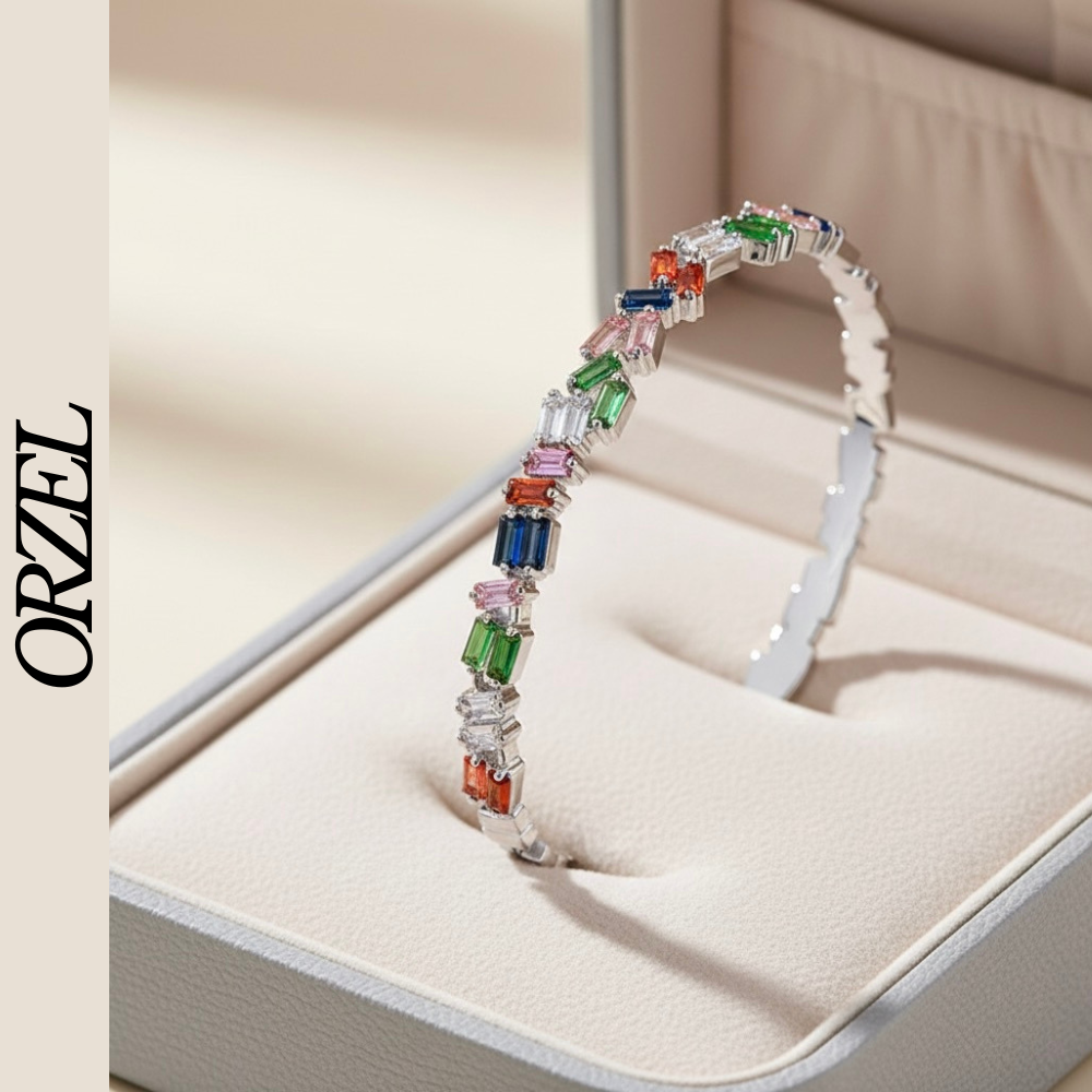 Bracelet en argent 925/ doré avec zircons scintillants.