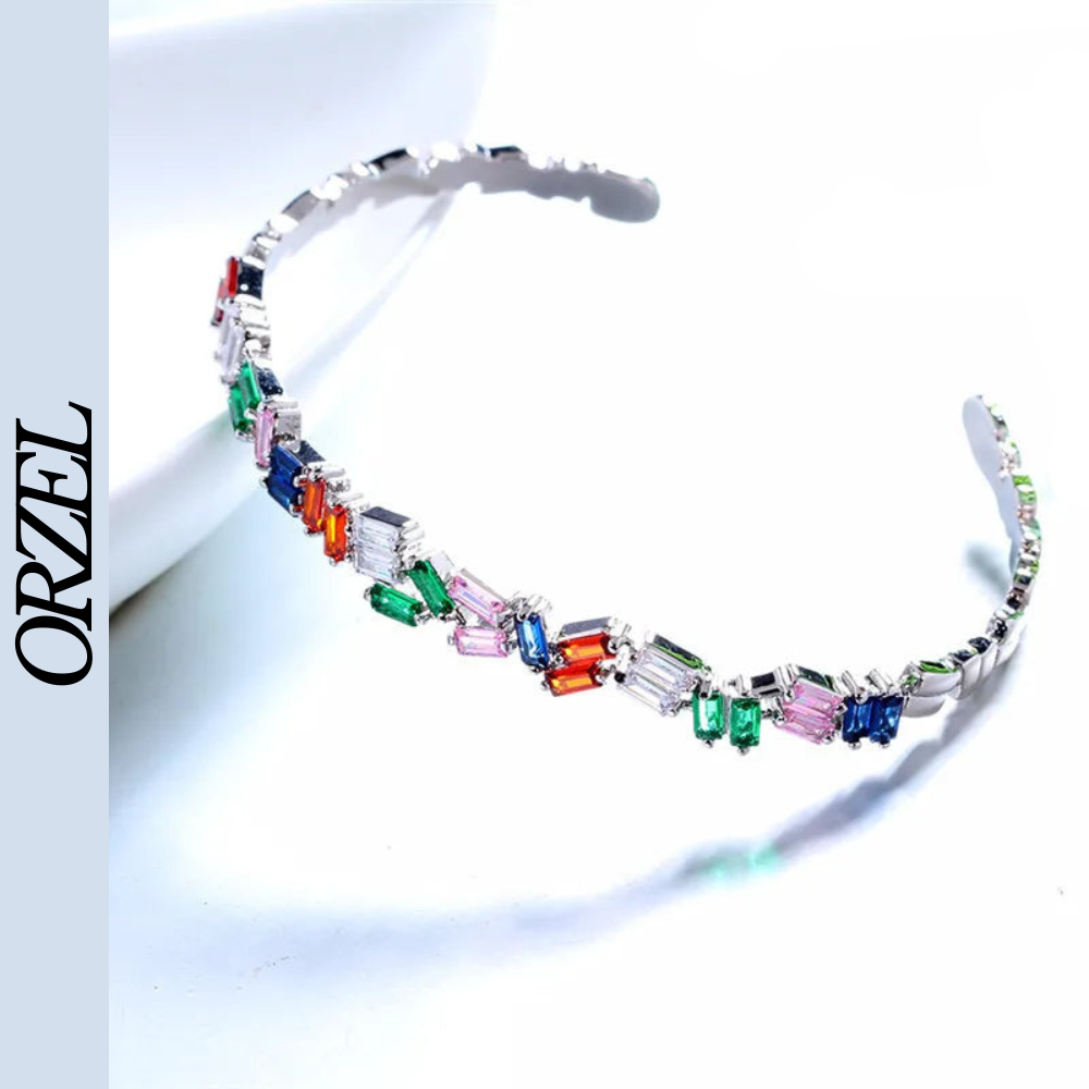 Bracelet en argent 925/ doré avec zircons scintillants.