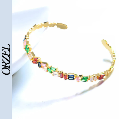 Bracelet en argent 925/ doré avec zircons scintillants.