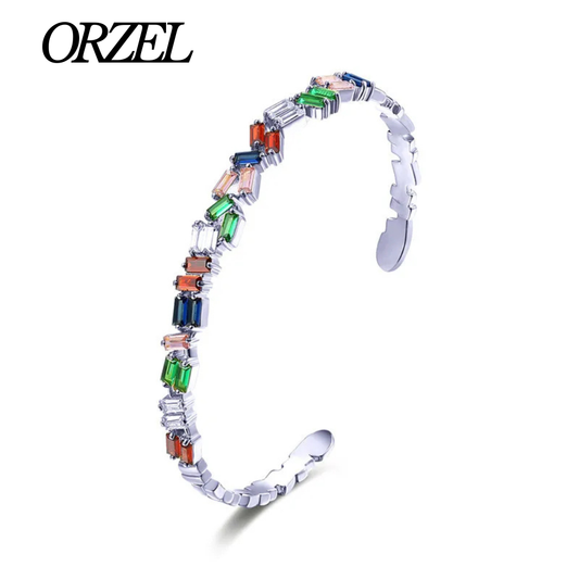 Bracelet en argent 925/ doré avec zircons scintillants.