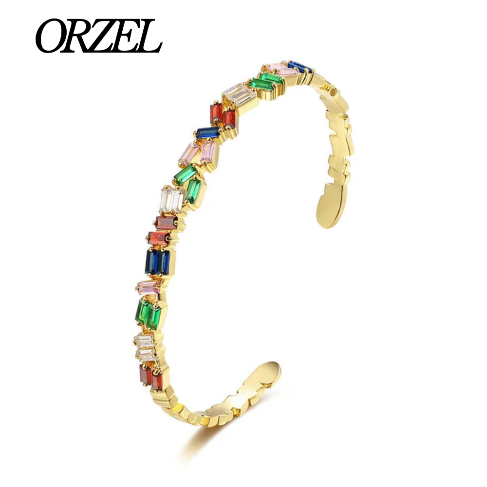 Bracelet en argent 925/ doré avec zircons scintillants.