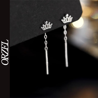 Boucles d’oreilles femme – Couronne à pampilles en argent sterling 925.
