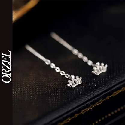 Boucles d’oreilles femme – Couronne à pampilles en argent sterling 925.