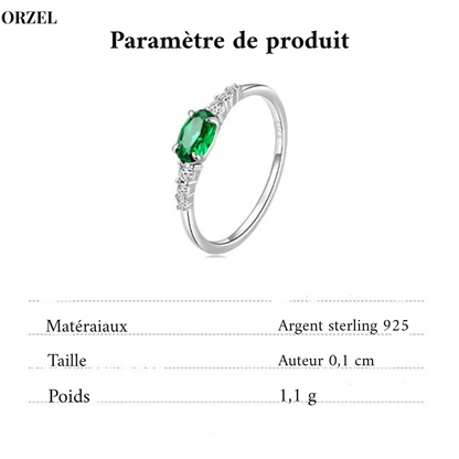Bague ovale femme en argent sterling 925 – Pierre précieuse verte ou rose, sertie de zircone.