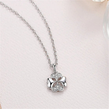 Collier Femme – Argent Sterling 925 Plaqué Or Rose et avec Pendentif Plante & Zircone.