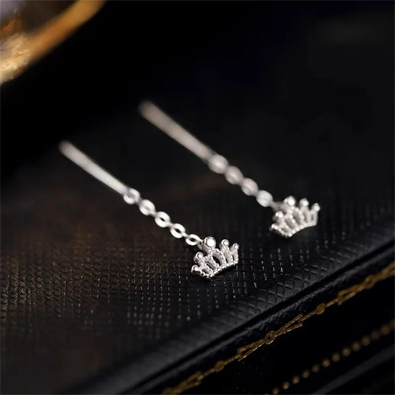 Boucles d’oreilles femme – Couronne à pampilles en argent sterling 925.