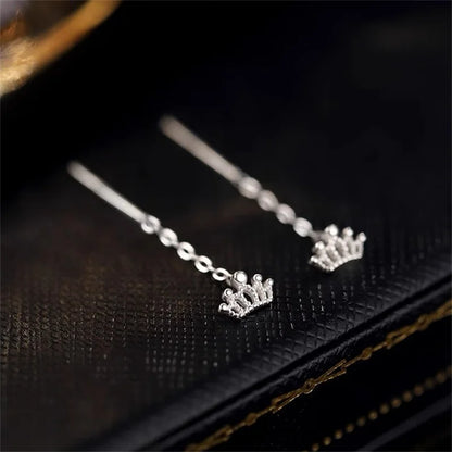 Boucles d’oreilles femme – Couronne à pampilles en argent sterling 925.