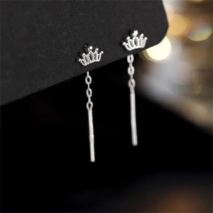 Boucles d’oreilles femme – Couronne à pampilles en argent sterling 925.