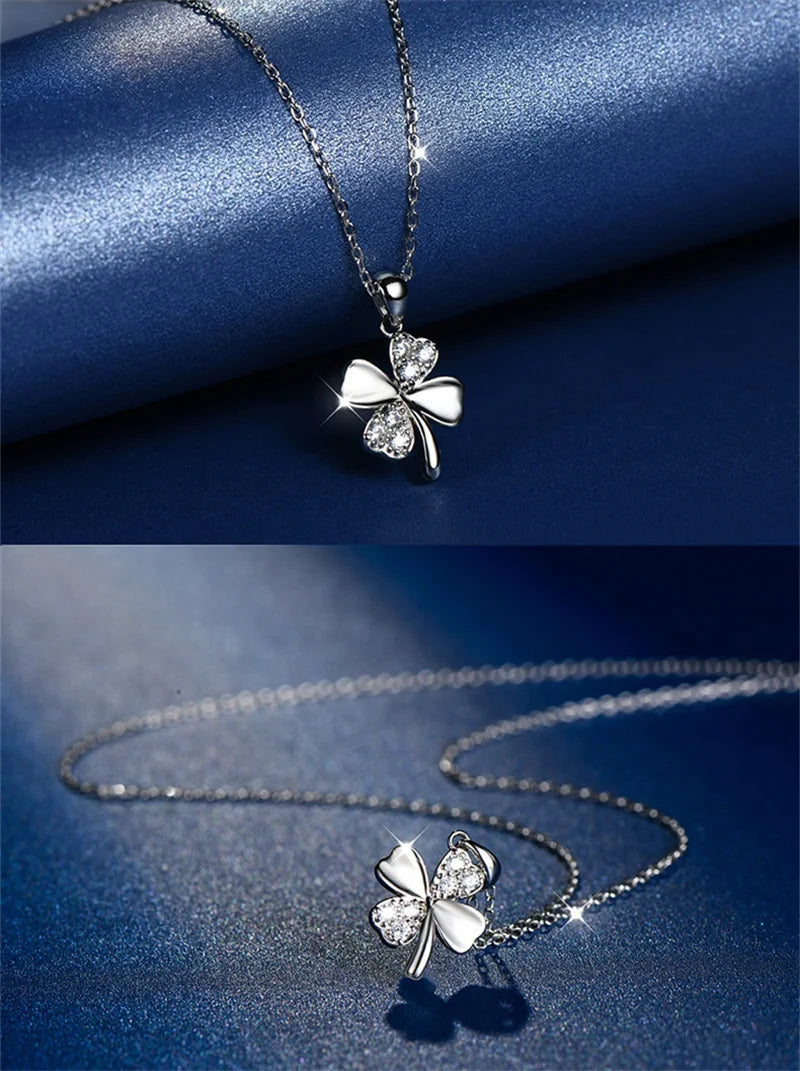 Collier trèfle porte-bonheur ORZEL – argent 925, style délicat et raffiné.