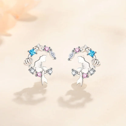 Ensemble de bijoux femme – Pendentif féerique étoile et lune en cristal.