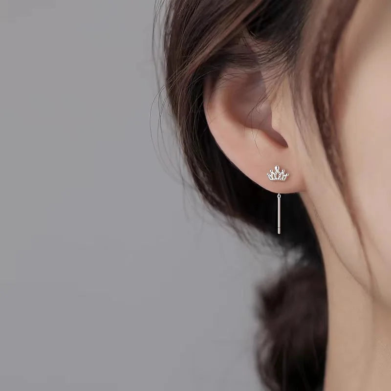 Boucles d’oreilles femme – Couronne à pampilles en argent sterling 925.