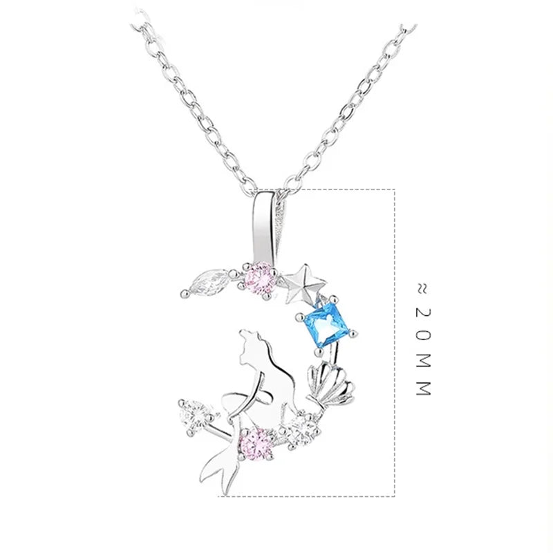 Ensemble de bijoux femme – Pendentif féerique étoile et lune en cristal.