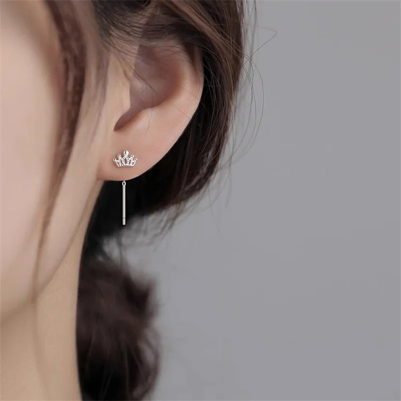 Boucles d’oreilles femme – Couronne à pampilles en argent sterling 925.