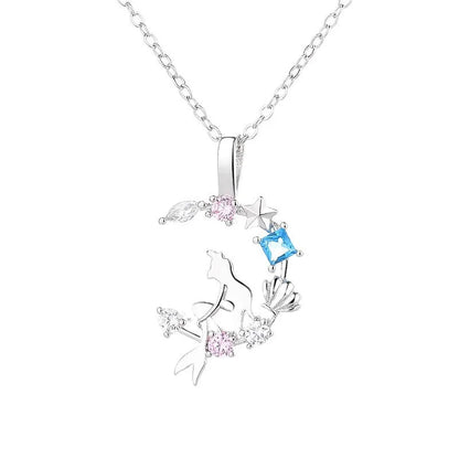 Ensemble de bijoux femme – Pendentif féerique étoile et lune en cristal.