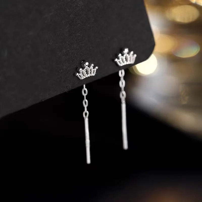 Boucles d’oreilles femme – Couronne à pampilles en argent sterling 925.