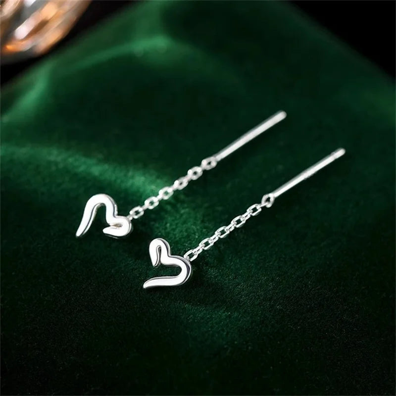 Boucles d’oreilles femme en argent 925 – Cœur mignon à la mode.