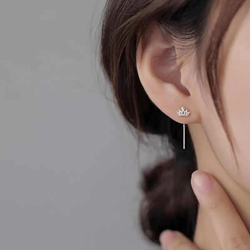 Boucles d’oreilles femme – Couronne à pampilles en argent sterling 925.