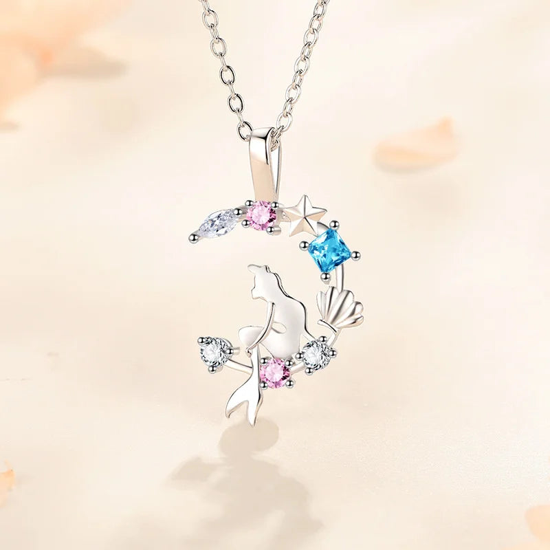 Ensemble de bijoux femme – Pendentif féerique étoile et lune en cristal.