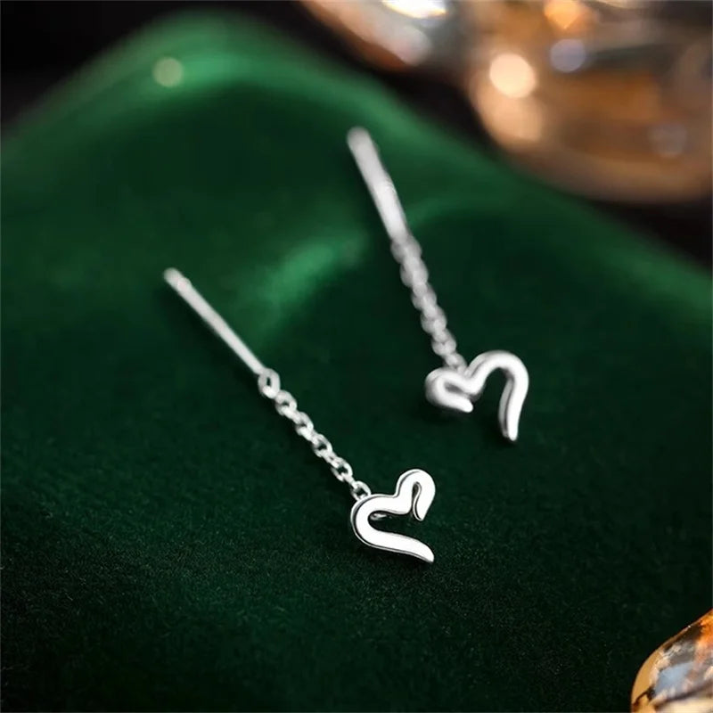 Boucles d’oreilles femme en argent 925 – Cœur mignon à la mode.