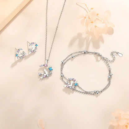 Ensemble de bijoux femme – Pendentif féerique étoile et lune en cristal.