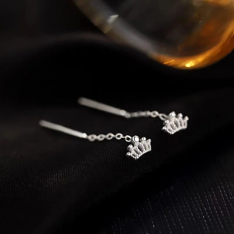 Boucles d’oreilles femme – Couronne à pampilles en argent sterling 925.