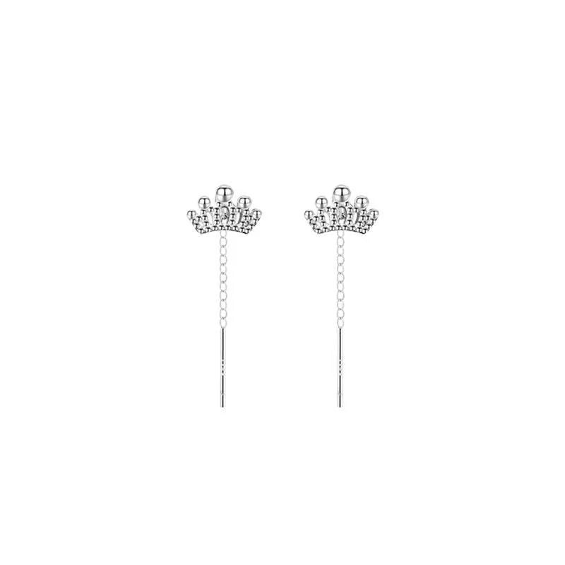 Boucles d’oreilles femme – Couronne à pampilles en argent sterling 925.